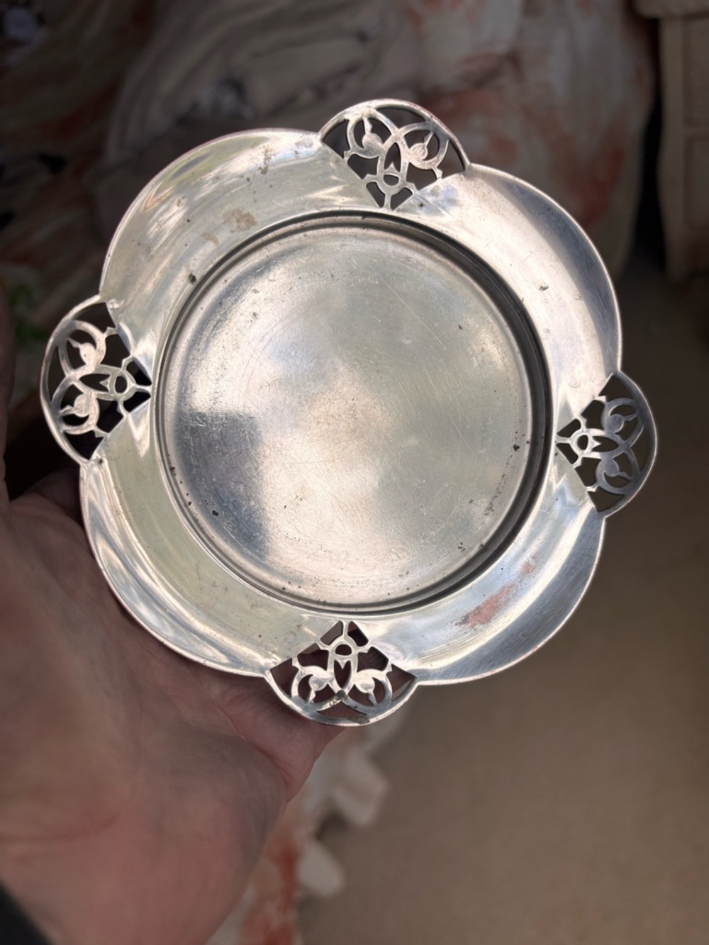Vintage Triple Plate Silver Card Plate